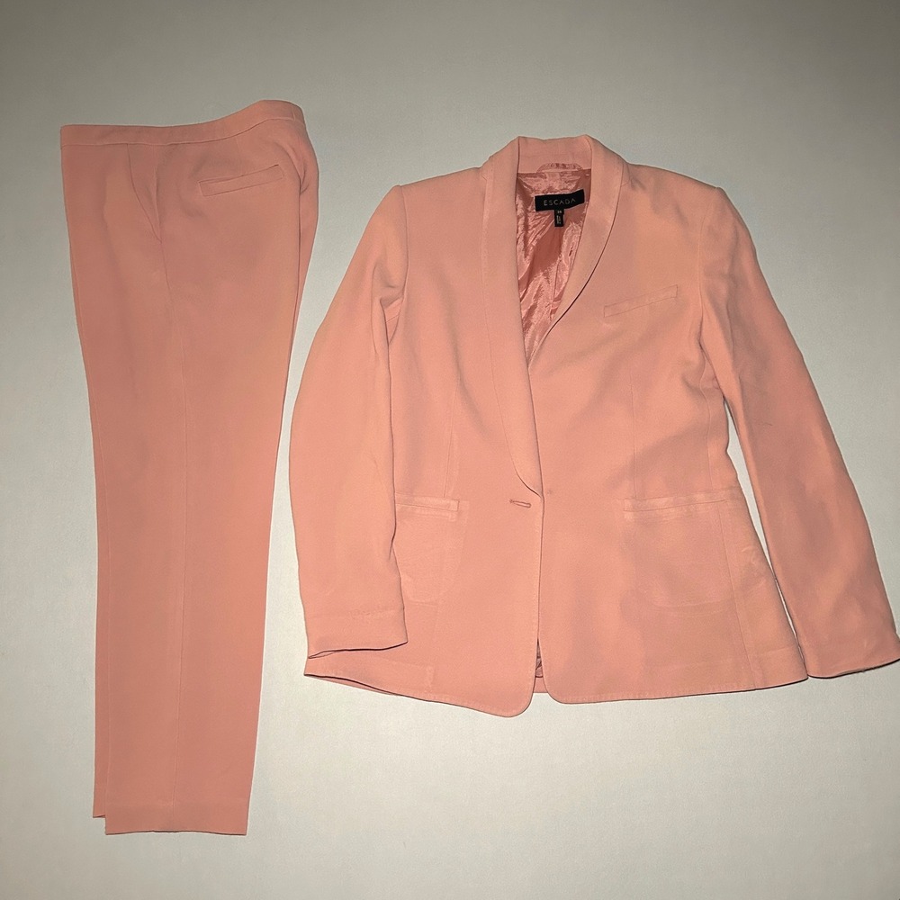 Escada Suit Set Womens Blazer 36 Pants 34 Rose Blossom Pink Begasa‎ Germany